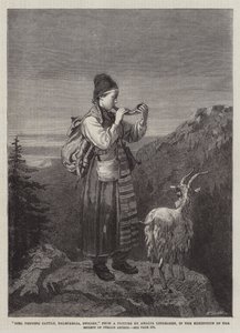 Menina, tendendo, boiada, Dalecarlia, suécia, em, a, exposição, de, a, sociedade, de, femininas, artistas